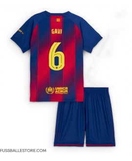 Günstige Barcelona Paez Gavi #6 Heimtrikotsatz Kinder 2025-26 Kurzarm (+ Kurze Hosen)